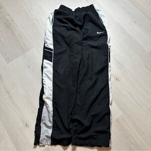 Y2K Nike Black & White Wide Leg Track Pants Ankle Zip